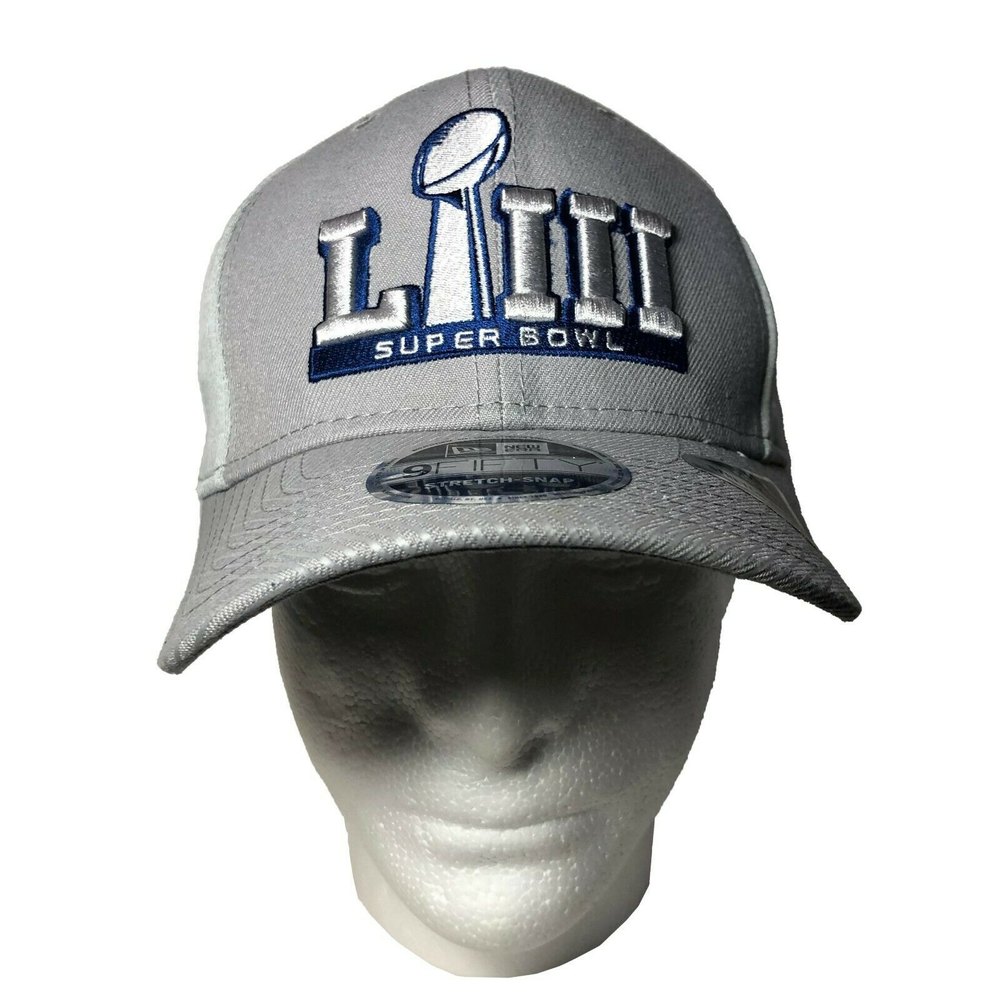 Superbowl LIII New Era Stretch Snap 9Fifty NFL Gray Grey Snapback Cap Hat